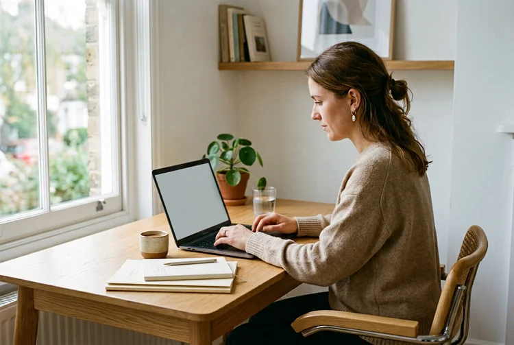 Self-employed borrower reviewing bank statements for a mortgage application