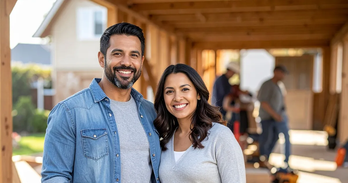 Couple at home during construction