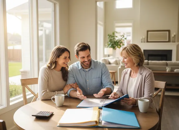 Couple discussing triplex mortgage options
