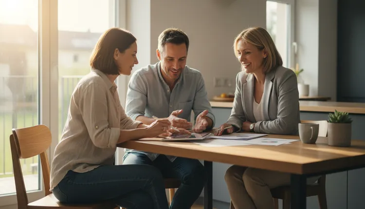 Couple meeting with a mortgage broker for a consultation